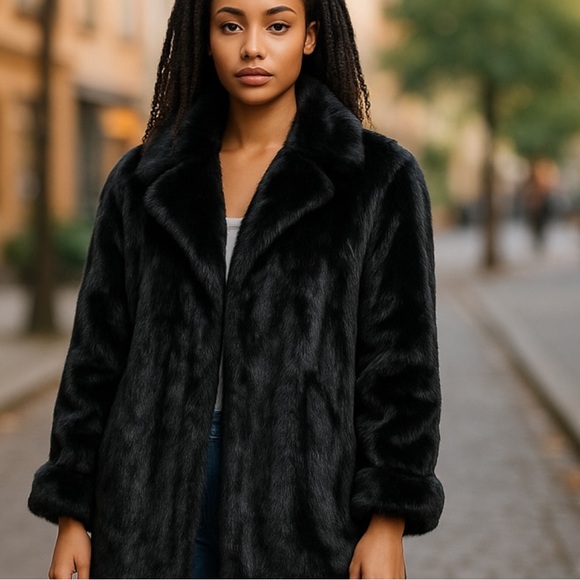 Dennis Basso faux fur coat 1X Luxury alternative to real fur Vegan friendly Luxe - Picture 1 of 10